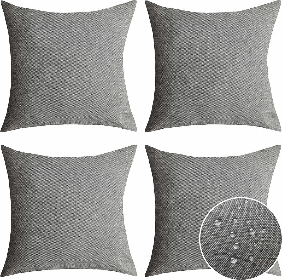 Home Brilliant Outdoor Euro Shams Set Throw Pillows Covers 20x20 Grey Couch Pillow Covers Decorative Pillowcase, 20inch, 50cm, Pack of 4, Light Grey