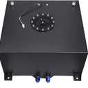 Universal 10 Gallon 40L Fuel Cell Tank with Cap and Level Sender Polished Aluminum Black