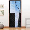 Magnetic Insulated Door Curtain Fits 30"x80" Doors  Thermal Door Cover for Winter with Clear Window, Window Insulation Kit & Doors Draft Stopper to Keep Cold Air Out for Front Doorway Home  Gray