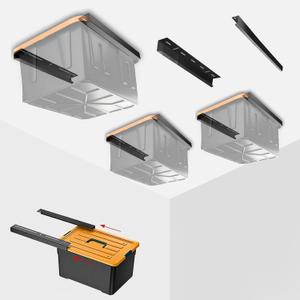 Overhead Garage Storage Rack, Adjustable Ceiling Mounted Garage Organizer, Heavy Duty Metal Overhead Shelf support up to 2 Bin,Space Saver Storage System for Home, Basement  Black (4pcs)