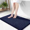 Disolla Navy Blue Bathroom Rug 24x44 Inch - Thick Chenille Bath Mat, Large Shaggy Plush Absorbent Rug, Non-Slip Machine Washable Floor Mat for Double Vanity