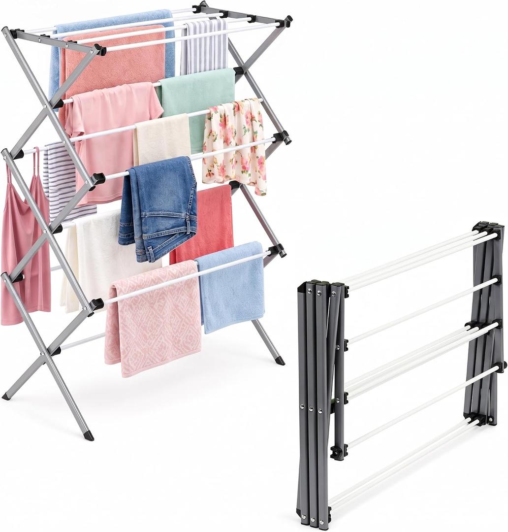 Honey-Can-Do Oversized Clothes Drying Rack, 35" Wide, 50 lb, Grey