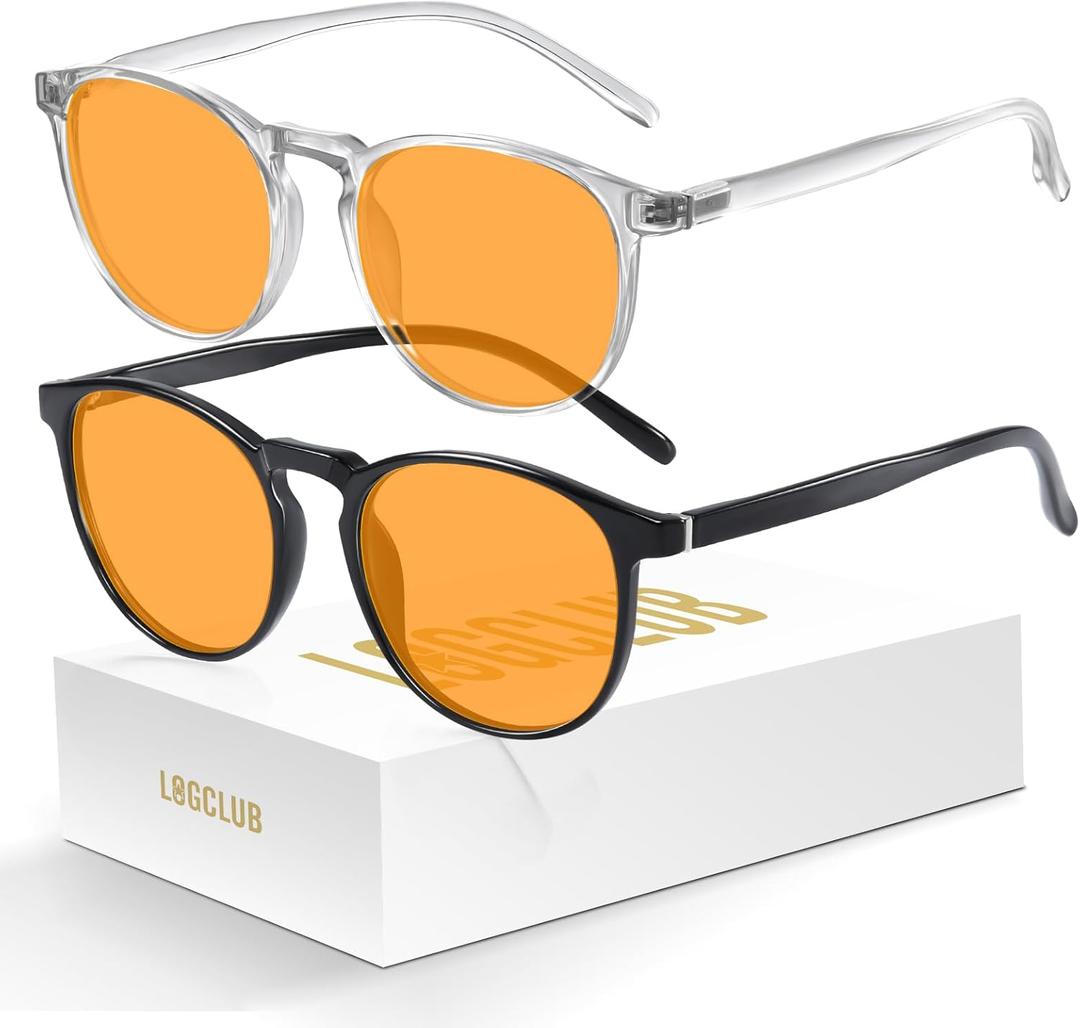 2 Pack Blue Light Glasses For Woman/Men Blue Retro Round Light Blocking Glasses