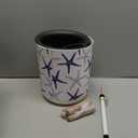 Standing Planter Coastal Nautical Starfish Repeat Navy Blue Turquoise White 8.7" W x 14"H Self-Watering Indoor Plant Pot with Legs (Multi5)