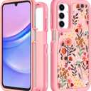 for Samsung Galaxy A15 5G Phone Case - Women Girls Cute Cover Girly Aesthetic Kawaii Unique Design Teens Floral Flowers Heavy Duty Shockproof Protective Case for Galaxy A15 5G 6.5 Inch