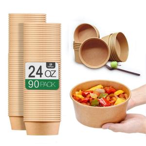 24 Oz Large Paper BowlsNo Lids 90 Pack Disposable Soup Bowls Plastic Free Party Supplies for Hot/Cold Food, Soup (24 OZ)