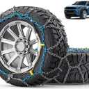 Snow-Chains Easy Install Tire-Chains, One-Pull Fit Heavy-Duty Tire Snow Chains for Pickup Trucks & SUVs Off-road, Emergency Tire Traction Car Tires 265 275 285 295 305 315 - Set of 2 (SCRV275)