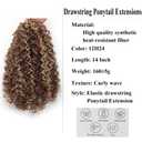 XSASLYET 14 Inch Curly Drawstring Ponytail Extension Synthetic Hair for Black Women, Clip In Ponytail Hair Piece Natural Looking Soft Full Curly Puff Ponytail for Daily Wear Party Wedding(6)