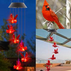 Cardinal Solar Wind Chimes for Outside, Cardinal Solar Hanging Lights Outdoor Wind Chime for Garden Patio Decor, Unique Gifts for Mother Mom Grandma Women Birthday