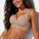 COOL CUTE Jelly Bras for Women Wireless Comfort Bralette for Women Seamless Everyday Bra Soft Support Invisible T-Shirt Bra (Beige, L)