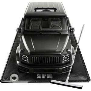 SUNPOW Containment Mat(7'9" x 18'), Includes Squeegee and Reflective Tape | 1.2" Raised Edges, Waterproof Heavy Duty PVC Garage Floor Mat for Under Car, Snow Mud & Oil Trap - Fits Sedan SUV Truck