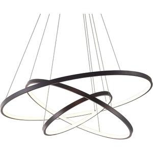LightInTheBox Modern LED Pendant Light 3 Ring Chandeliers Black Circle Pendant Light Fixtures for Living Room Dinning Room Office (Light Source: Warm White), 24 inches