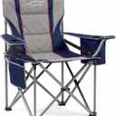 FAIR WIND Padded Camping Chair 500LBS Capacity Heavy Duty Oversized Folding Chair for Heavy People Portable Lawn Chair with Adjustable Lumbar Support, Cooler Bag & Cup Holder for Outdoor, Beach, Single Pack