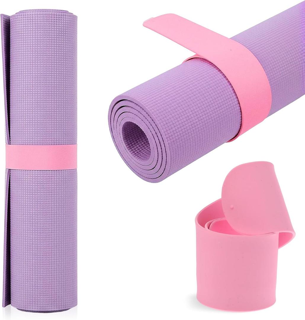Yoga Mat Strap, One Snap Yoga Mat Slap Band for Keep Mats Tightly Rolled, Elastic One Snap Straps Band Fits Most Size Workout, Exercise, and Pilates Mats(20" L x 2" W)