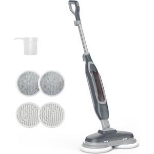 OLIXIS Steam Mop, All-in-One Scrubbing Steam Mops for Floor Cleaning with Rotating Pads, Floor Steamer with 2 LED Lights, 4 Cleaning Modes, Swivel Steering, 16.4 FT Cord, Safe for Hardwood and Tile
