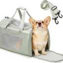 Extra-Large Cat Carrying Case Pet Dog Carrier Soft-Sided Cat Bag Airline Approved, Mesh Pet Carrier for Travel Outdoors with Shoulder Straps, Cat Carriers for Cats/Puppy/Dogs Up to 30Lbs, Mint Green