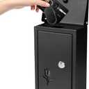 Wall Mount Key Drop Box, with Key Lock & Flip & Top Slot, Steel Cash Drop Box, Storage Box for Mail, Packages, Donations, Voting, Suggestion for Outside Home Business 9.05"5.51"3.03"