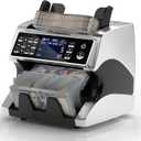 MUNBYN IMC01 Bank Grade Money Counter Machine Mixed Denomination, 2CIS/UV/IR/MG/MT Counterfeit Detection, Serial Number, MUL Currency Cash Counter, Printer Compatible (Silver)
