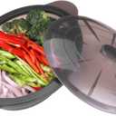 Microwave Steamer Cooker Collapsible Bowl-Silicone Steamer Cookware with Handle Lid for Vegetables Fish Prep Meal Food with Removable Rack BPA Free, Easy to Store, Freezer & Dishwasher Safe, Large (Black)