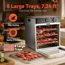 Food Dehydrator Machine, 8 Stainless Steel Trays, 7.24 Sq Ft