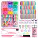 Hair Accessories for Girls, 1350P Colorful Hair Ties with 44P Hair Clips, Glitter Butterfly Hair Clips for Kids, Hair Wax Stick, Butterfly Hair Claws, Hair Barrettes with Hair Comb Set & Organizer Box