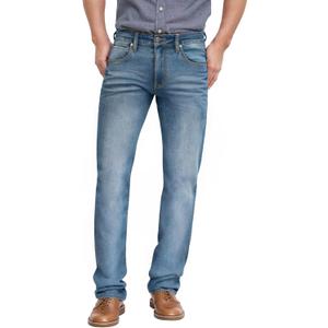 ETHANOL Mens Super Comfy Straight Stretch Knit Jersey Denim Five Pocket Jean (36W x 29L, Light Blue-straight)