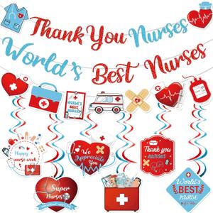 Thank You Nurses Banner Nurse Week Decorations Happy Nurses Week Nurse Appreciation Week Hanging Decorations for Nursing School Party Decorations