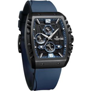 NAVIFORCE Men Quartz Watch Auto Date Week Business Dress Analog Wrist Watches (black+Blue)