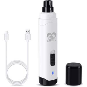 Casfuy Dog Nail Grinder Upgraded - Professional 2-Speed Electric Rechargeable Pet Nail Trimmer Painless Paws Grooming & Smoothing for Small Medium Large Dogs & Cats (White)