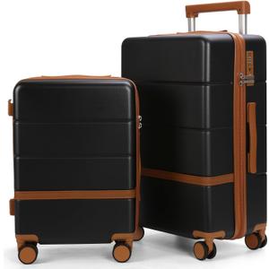 Luggage Sets, 2 Piece Suitcase set with wheels Tsa Lock 20/24 inchi Hardshell Waterproof Travel Suitcases luggage for Women/Men/FamilyBlack