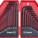EFFICERE 30-Piece Premium Hex Key Allen Wrench Set, SAE and Metric Assortment, L Shape, Chrome Vanadium Steel, Precise and Chamfered Tips | SAE 0.028-3/8 inch, Metric 0.7-10 mm | In Storage Case