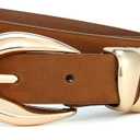 HOTWILL Women Skinny Belt for Jeans Dress Pants Ladies Fashion Faux Leather Waist Belt with Gold Buckle (Medium: 29"-32" (Pant 8-10))