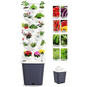 Hydroponics Growing System, 30 pods Hydroponics Tower Growing System Indoor Vertical Garden Planter Indoor Smart Garden Kit with Pump and Movable Water Tank Vegetable Plant Gift for Gardening Lover, 10 inches