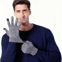 Wool Winter Gloves Men Women Fleece lined Knit Touch Screen Warm Thermal Snow Driving Cycling Gloves Cold Weather (Gray)