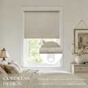 Blackout Roller Shades for Bedroom Window Cordless Free-Stop Blinds with Valance UV Protection 100% Black Out Linen Shades Blinds for Indoor Bathroom Windows Living Room Beige Oatmeal 31" W x 72" H