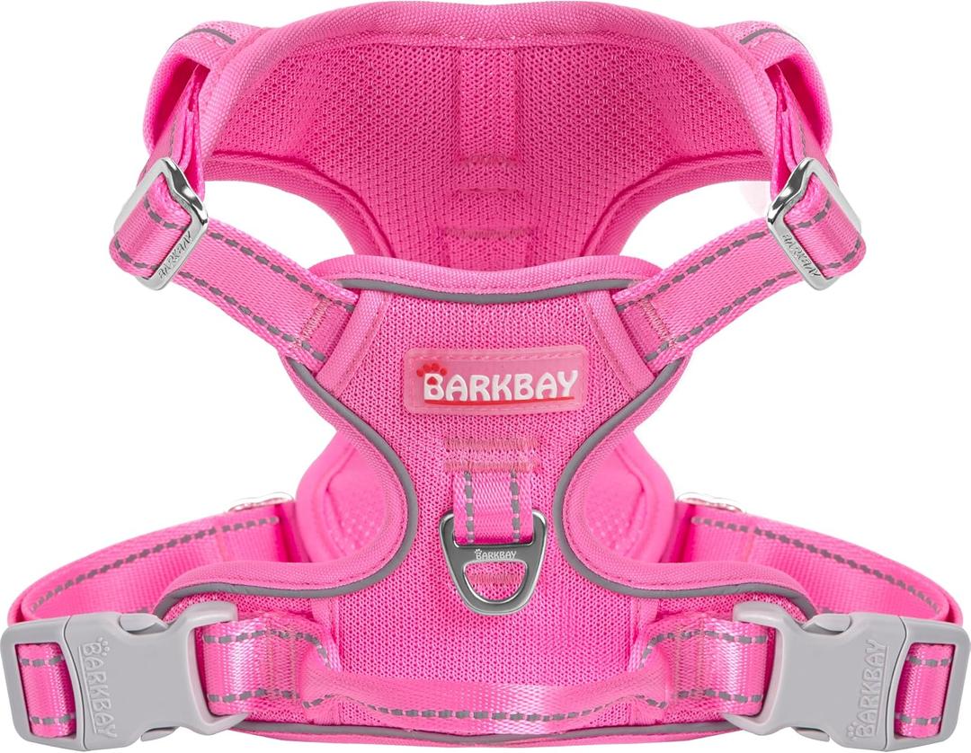 BARKBAY Dog Harness No Pull Mesh for  Dogs - Adjustable, Reflective, Comfortable, No Choke, Heavy-Duty - Perfect for Outdoor Training, Walking, and Hiking - Strong & Durable - S, Pink Mesh