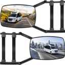 Car Towing Mirrors, 2Pcs Black, Extendable Towing Mirrors for Trucks & SUVs, Clip-On/Strap-On Universal Fit, Frameless Glass for Wider View, Anti-Vibration, Easy Installation