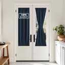 NICETOWN 100% Blackout Door Curtain Thermal Insulated Privacy Curtain for French Front Door with Tieback, Room Darkening Window Covering for Kitchen, W25 x L64, 1 Panel, Navy