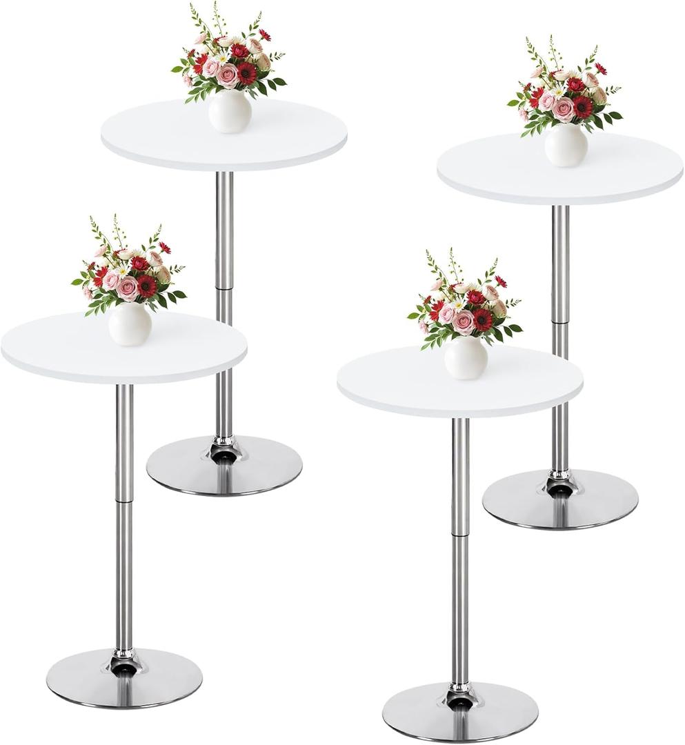 Wolkemer 4 Pack 2 Foot White Fitted Tablecloth 24 Inch Round Elastic Edges Table Cloth, Spandex Stretch Table Cover with Machine Washable Fabric for Wedding Party Picnic Dining Indoor Outdoor