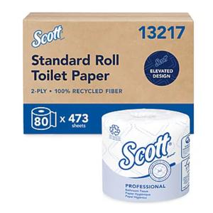 Scott Professional Recycled Toilet Paper, 2-ply, White, 473 Sheets/Roll, 80 Rolls/Carton (13217)