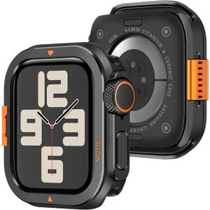Amizee Metal Case Compatible with Apple Watch SE 3/2/1 Series 6/5/4 44mm Case with Back Cover, Rugged Protective Bumper Cover for iWatch 44mm, Black