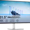 Dell 32 Plus 4K Monitor - S3225QS - 31.5-inch 4K (3840 x 2160) up to 120Hz 16:9 Display, VA Panel, AMD FreeSync Premium, 99% sRGB, 95% DCI-P3, 1500:1 Contrast Ratio, Comfortview - Ash White