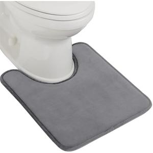 GORILLA GRIP Thick Memory Foam Toilet Rug for Bathroom, U Shaped Washable, Soft Absorbent Velvet Topside Floor Mats, Machine Wash, Cushioned Luxury Rugs for Bath Room, 22.5x19.5, Graphite Gray