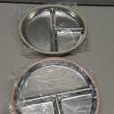 Bakpoco Stainless Steel Baby Plate with Suction, 9 Divided Toddler Plates with Removable Silicone Sleeves for Kids, Non-Toxic Non-Slip Unbreakable Dishwasher Safe Dinnerware Set of 2, Pink & Beige