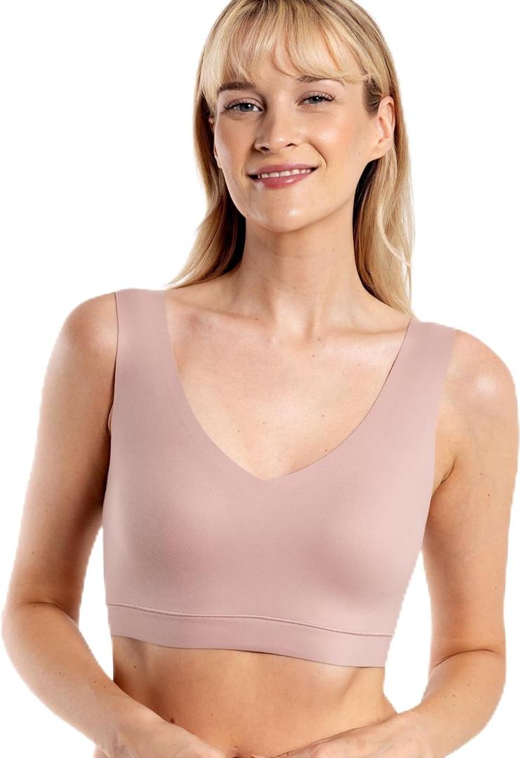 Floatley Cozy Bra Comfort Wirefree Full Coverage Seamless Bra with Embedded Pad for Women (Medium, Adobe Rose)