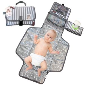 New X-Large Portable Diaper Changing Pad with Strap - Waterproof Foldup Baby Diaper Changing Mat with Zippered Storage - Multifunction Diaper Changing System - Shower Gift