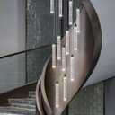 12-Lights Chandelier LED Dimmable Chandeliers for Entryway Flush Mount Ceiling Pendant Light Fixture Crystal Chandeliers for Living Room Black Finished Lighting Modern High Ceiling Chandelier