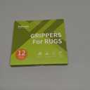 Rabenda 12 Pcs Rug Tape, Non Slip Rug Pads Grippers for Hardwood Floors and Tiles, Reusable Carpet Tape for Area Rugs, Double-Sided Adhesive Rug Stickers Keep Corners Flat (Black)