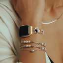 Bling Diamond Band Compatible with Apple Watch Bands for Women 42mm 44mm 45mm 46mm Series 11 10 9 8 7 6 5 4 SE 3 2 1, Sparkle Metal Bracelet Wristband, Cute Lucky Clover Dressy iWatch Band,Gold/Black