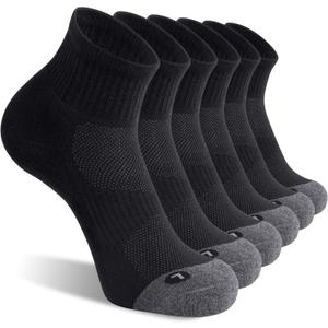 FITRELL 6 Pack Men's Athletic Ankle Socks Cushioned Sports Running Socks 7-9/9-12/12-15 (Black)